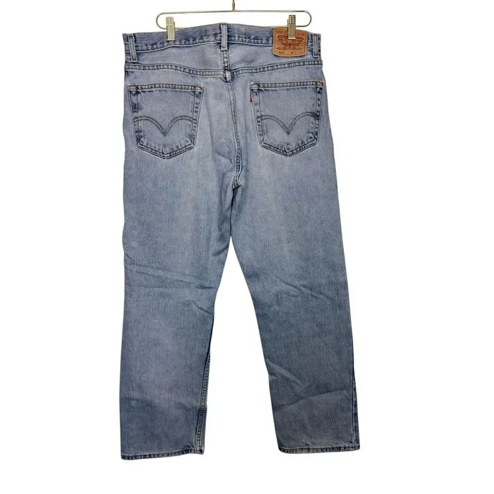 Levi's 505 Mens‎ Jeans 36x30 Light Wash Regular Fit Denim Pants Cotton